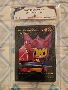 Custom Pikachu Black Foil Pokémon Card - Pink/Purple Cosplay